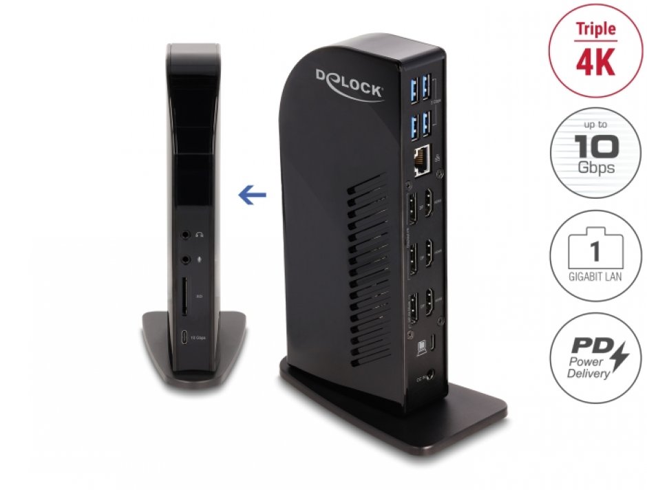 Delock 88051 Docking Station USB-C, 3x4K, PD 96W