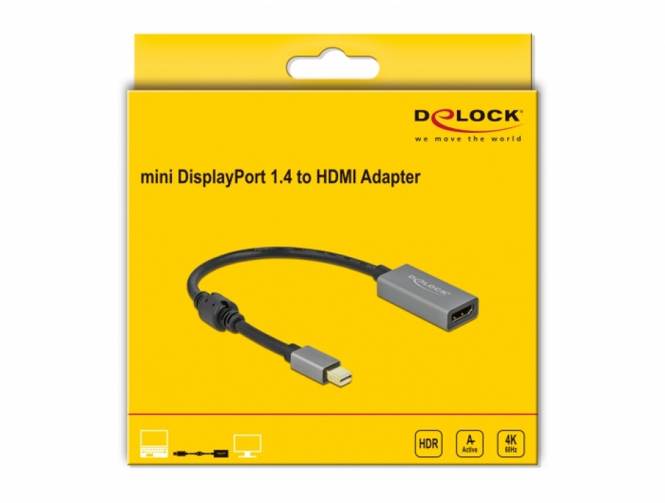 Adaptor Delock miniDP la HDMI 4K60Hz HDR