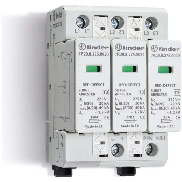 Descarcator Fotovoltaic Finder 7P.23.9.000.0015, 3P, 1020VDC