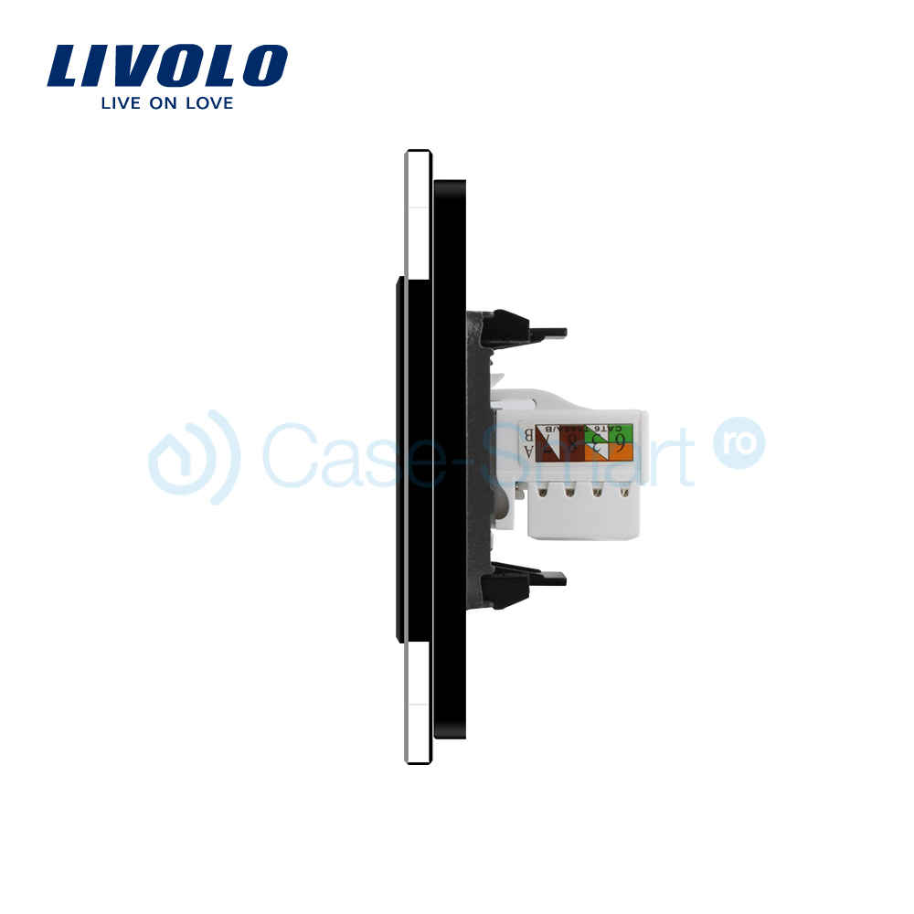 Priza TV + Internet Livolo, Rama Sticlă, 80mm - imagine 7