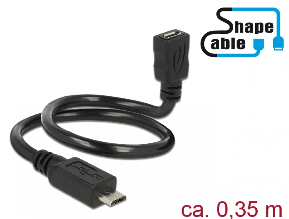 Cablu OTG Micro USB Delock 0.35m Flexibil