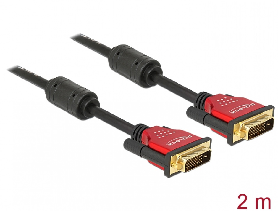 Cablu DVI-D Dual Link 2m Delock, ecranat Premium
