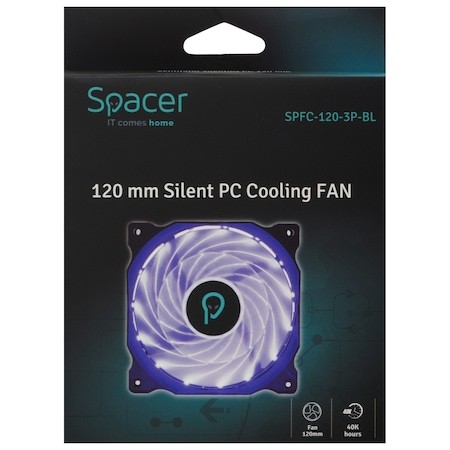 Ventilator PC Spacer 120mm LED Albastru - Răcire Silențioasă - imagine 3