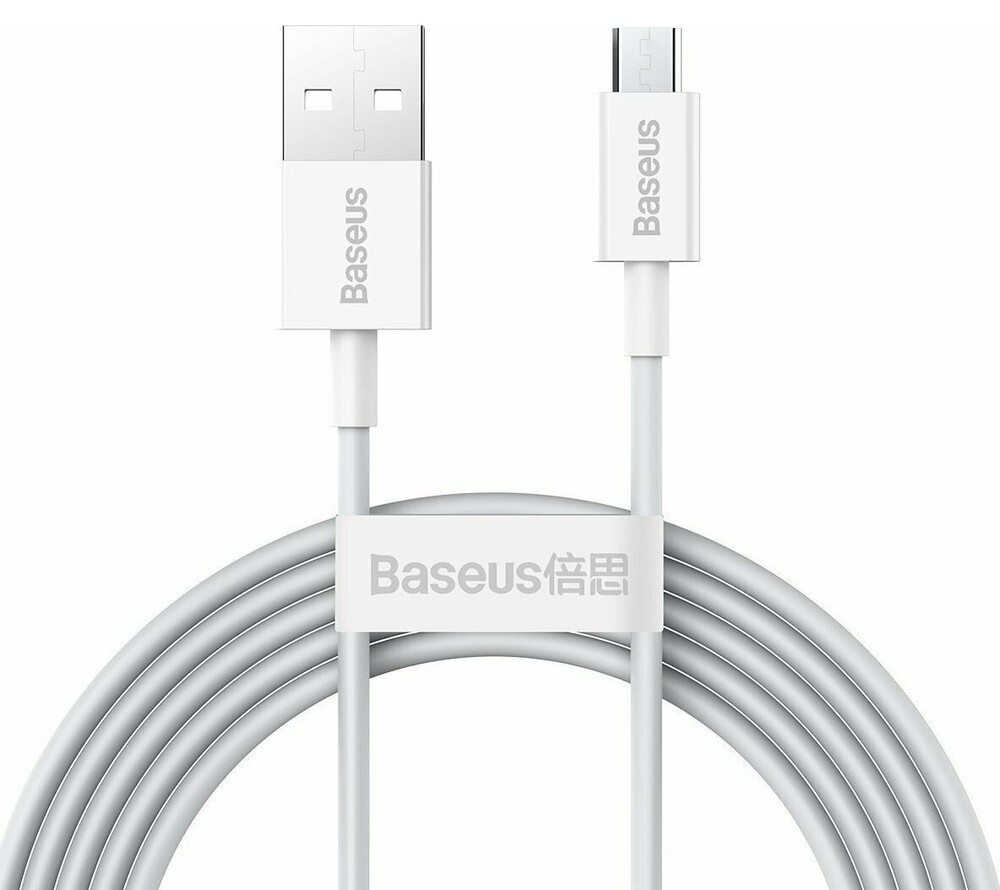 Cablu USB-MicroUSB Baseus 2m Alb - Încărcare Rapidă 2A