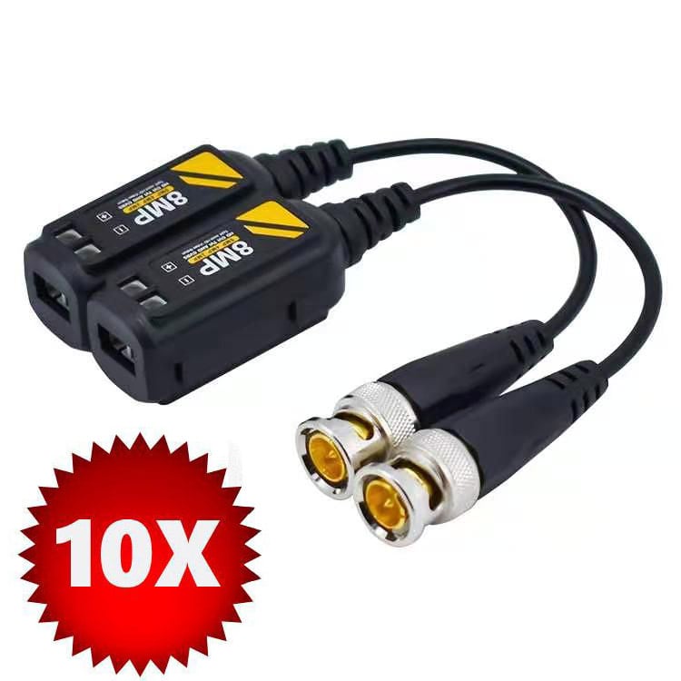 Set 10 Video-Balun 4K Safer | 8MP AHD/CVI/TVI