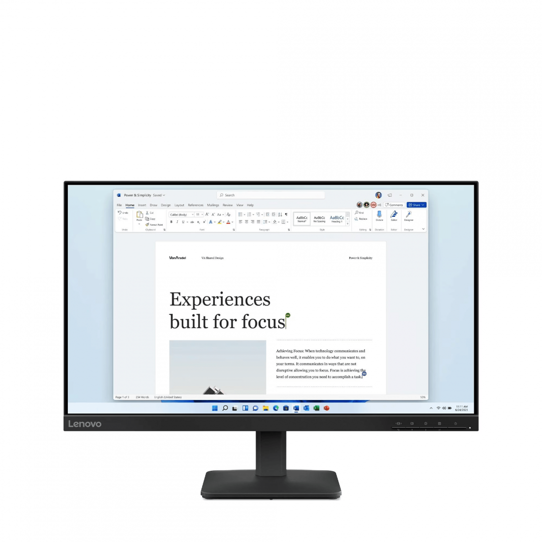Monitor Lenovo L24-4e 23.8" Full HD 100Hz - Display IPS Premium