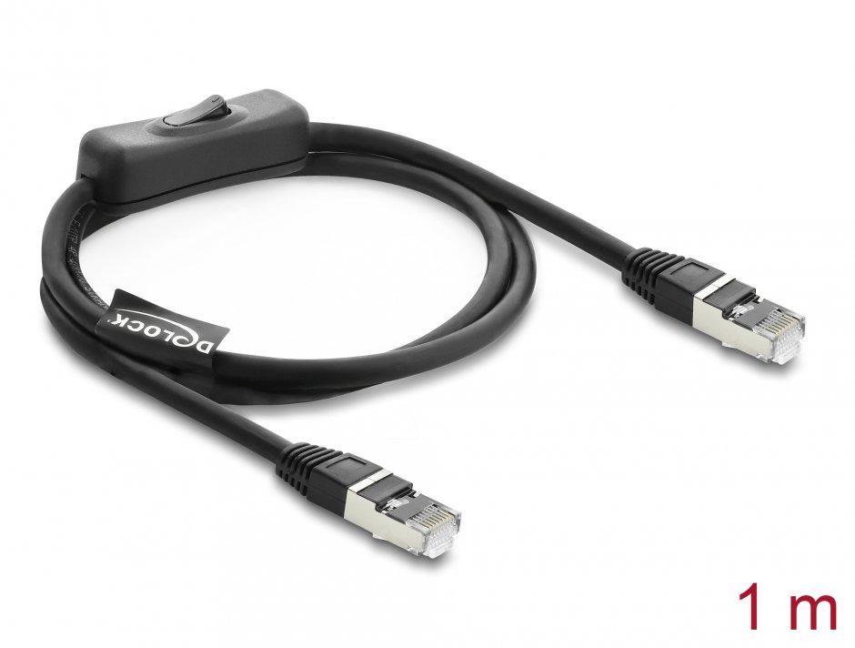 Cablu Rețea RJ45 Cat.6 1 m cu Întrerupător Delock 81562