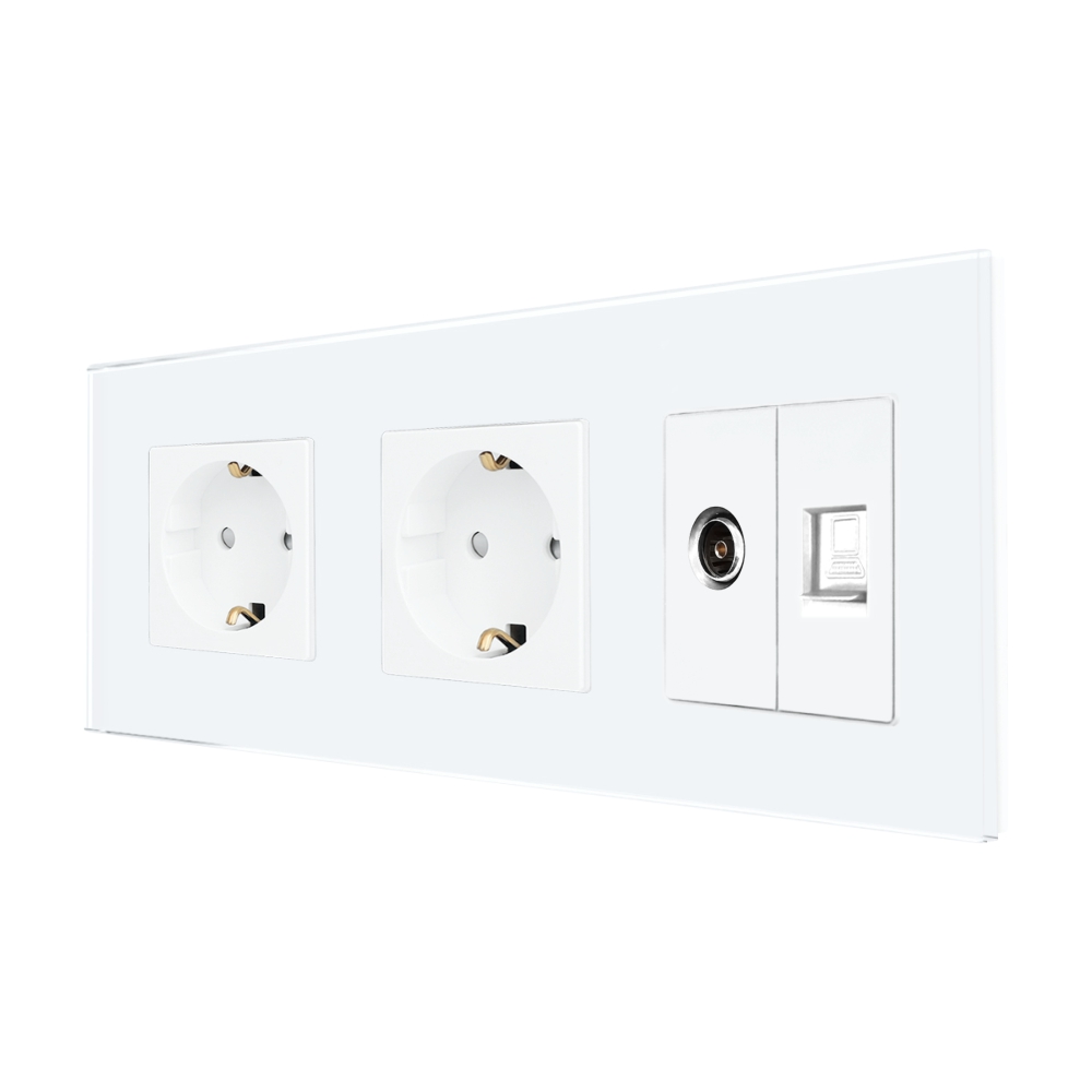 Priza Schuko TV Internet Sticla Luxion