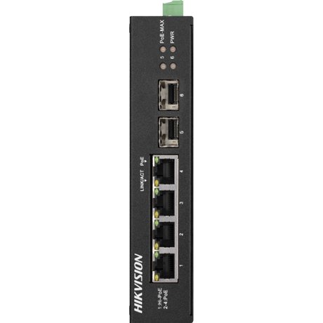 Switch Hikvision DS-3T0506HP-E-HS, 4 PoE Gigabit, 2 SFP