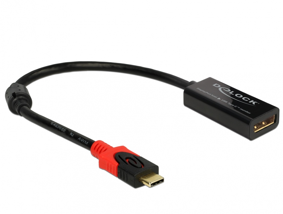 Adaptor Delock DP la USB-C 4K 60Hz, Negru