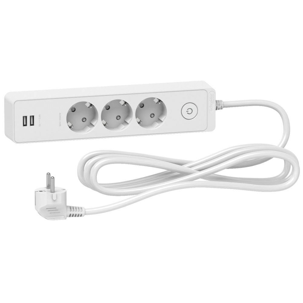 Prelungitor Schneider 3 Prize, 2 USB, 3m