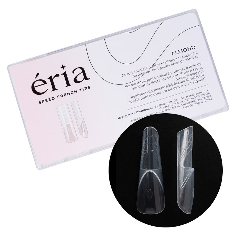 Speed French Tips Almond Éria - Nailshop, aplicare rapidă