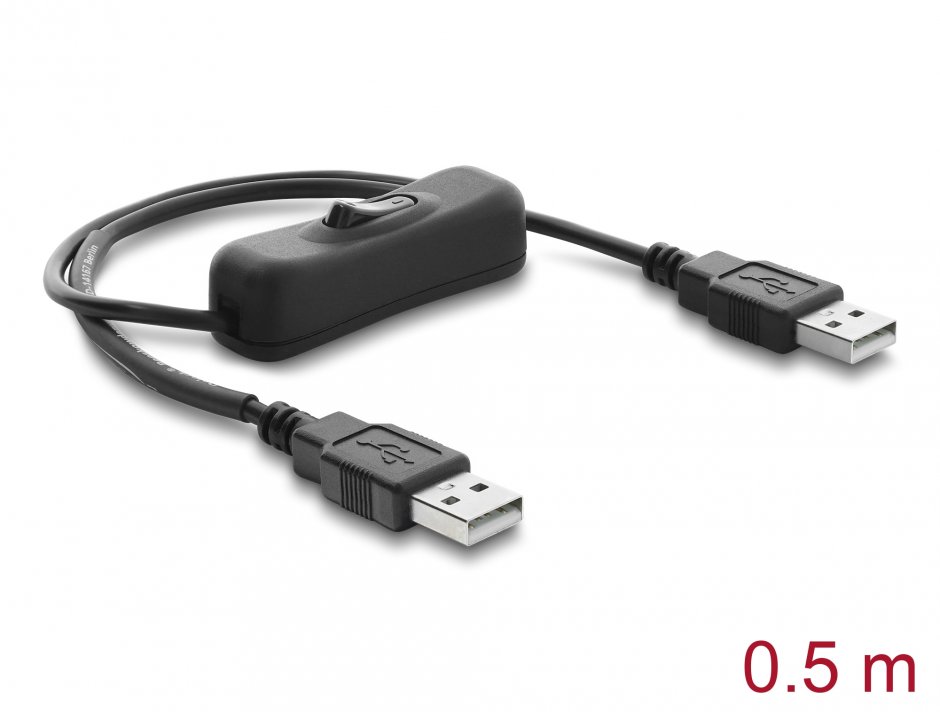Cablu USB-A Delock 81656 cu Comutator ON/OFF, 0.5m