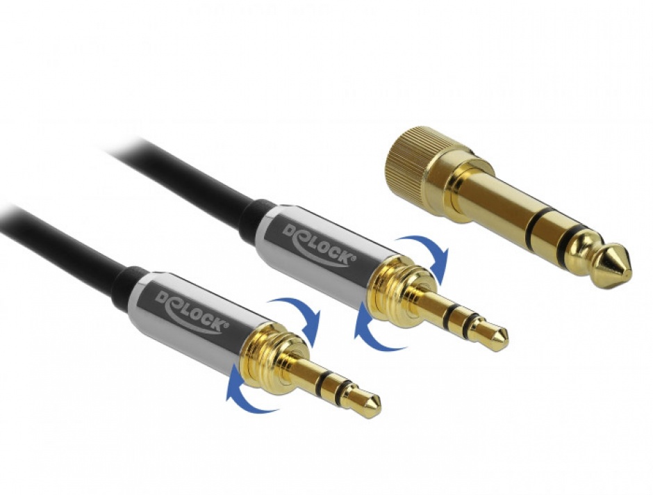 Cablu Audio Delock 3.5mm/6.35mm, 5m, Aurit