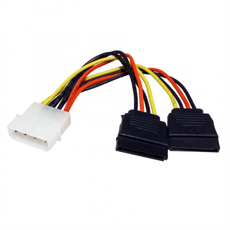 Cablu Molex la 2x SATA 12cm Roline