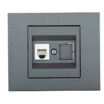 Priză Date CAT6 Ovivo OV00185 10A 250V, Fumuriu