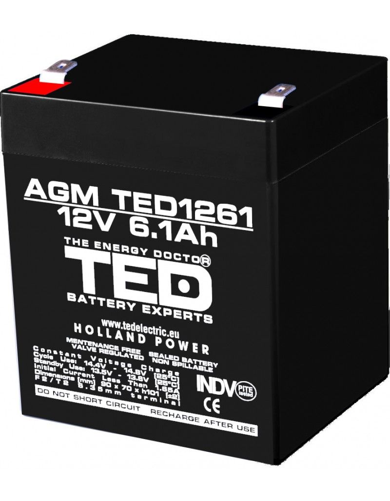 Acumulator TED 12V 6.1Ah AGM - Siguranță Garantată