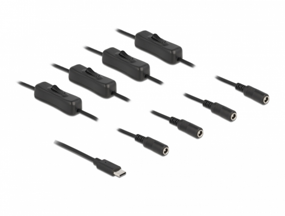 Cablu USB-C la 4xDC cu Switch Delock