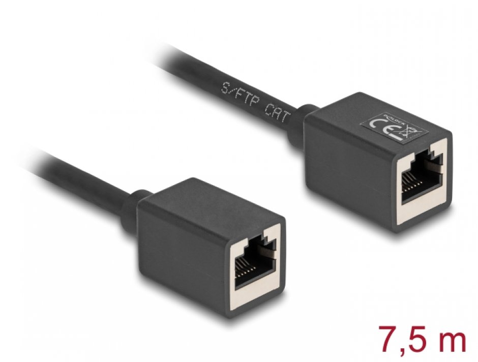 Cablu Prelungitor RJ45 Delock 7.5m, Cat.6A S/FTP