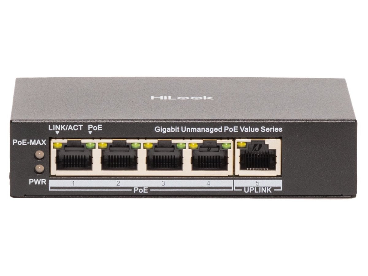 Switch PoE HiLook NS-0505P-45(B), 4 porturi Gigabit, 45W