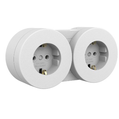 Priza dubla Schuko Ovivo OV00871, 16A, 250V, IP54, alb
