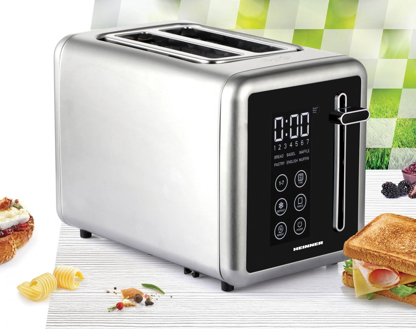Prăjitor Pâine Digital Heinner 900W Touch - Inox Premium - imagine 4