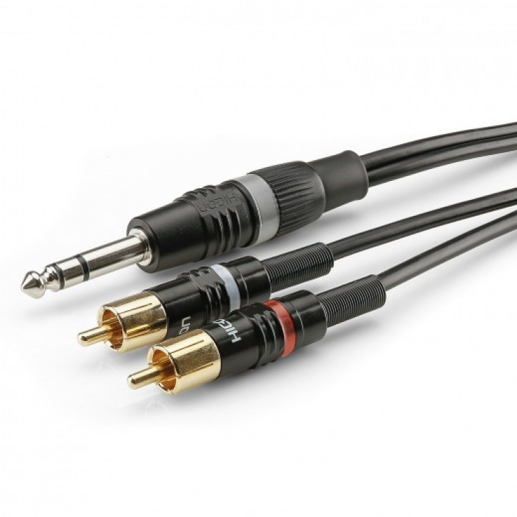 Cablu Audio Jack 6.35mm la 2x RCA Hicon, 6m