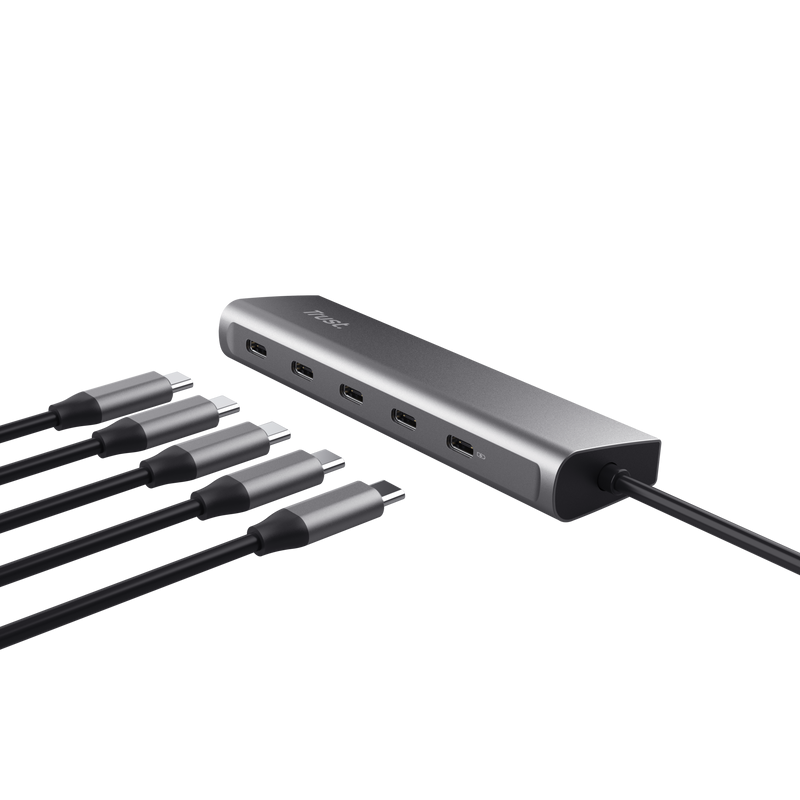 Hub USB-C Trust Halyx 5 Porturi 100W PD - Gri