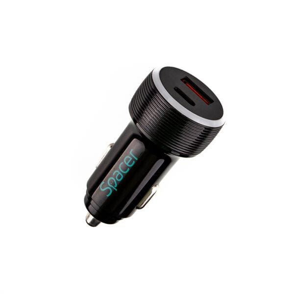 Alimentator Auto Spacer Quick Charge Dual USB - Negru - imagine 3