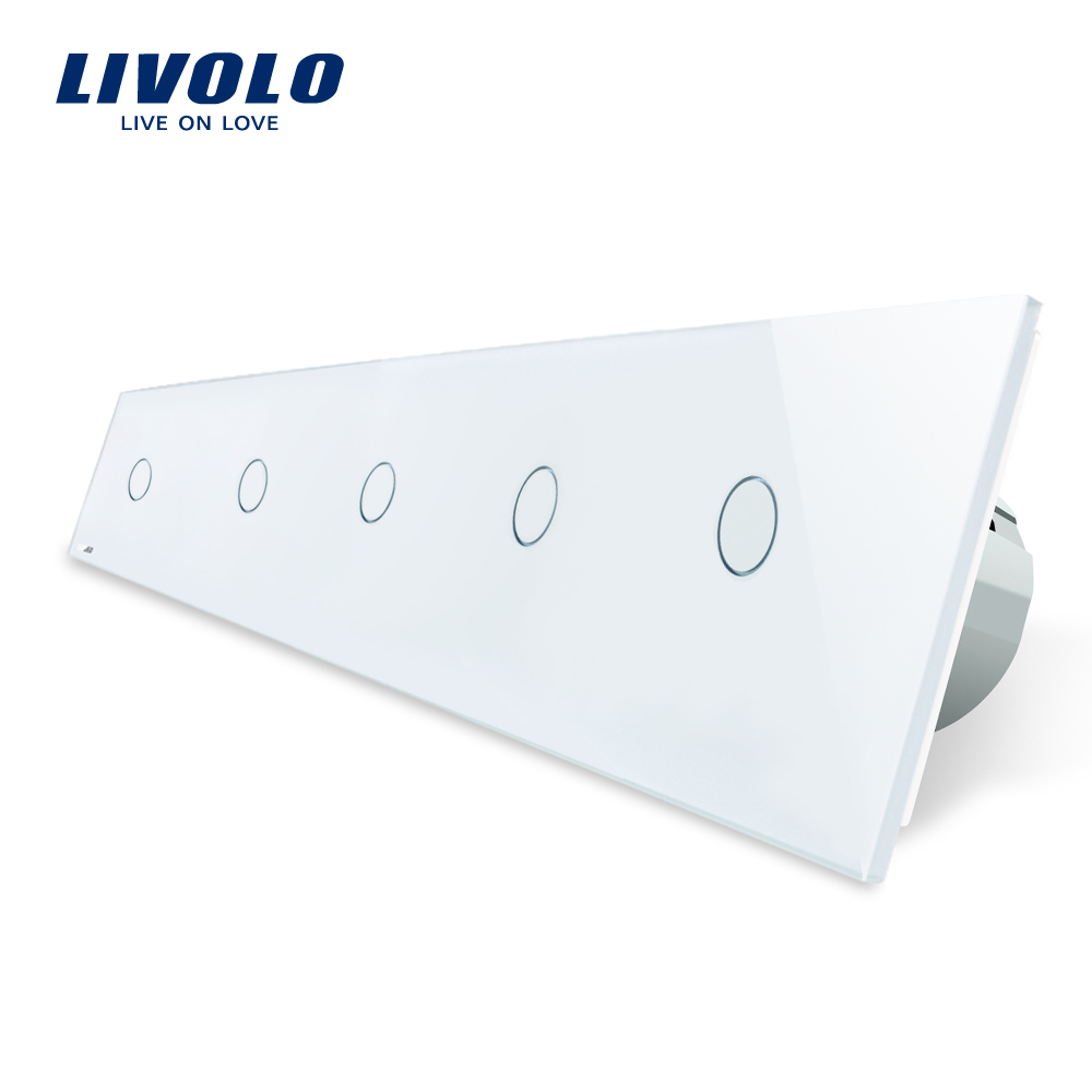 Intrerupator Touch Livolo, 5 Căi, Sticlă, LED