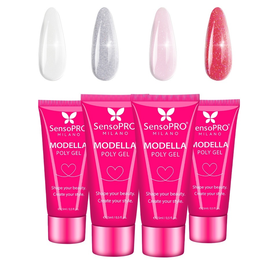 Set 4 Polygel SensoPRO Milano Velvet Nails 03, 4x15ml