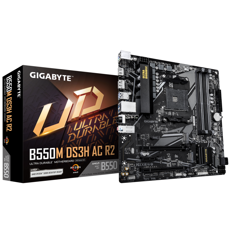 Placă de bază Gigabyte B550M DS3H AC R2 AM4 mATX cu WiFi