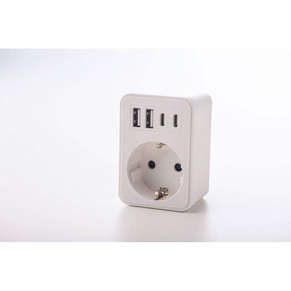 Adaptor Strohm Schucko USB 2xA+2xC, 63 RON