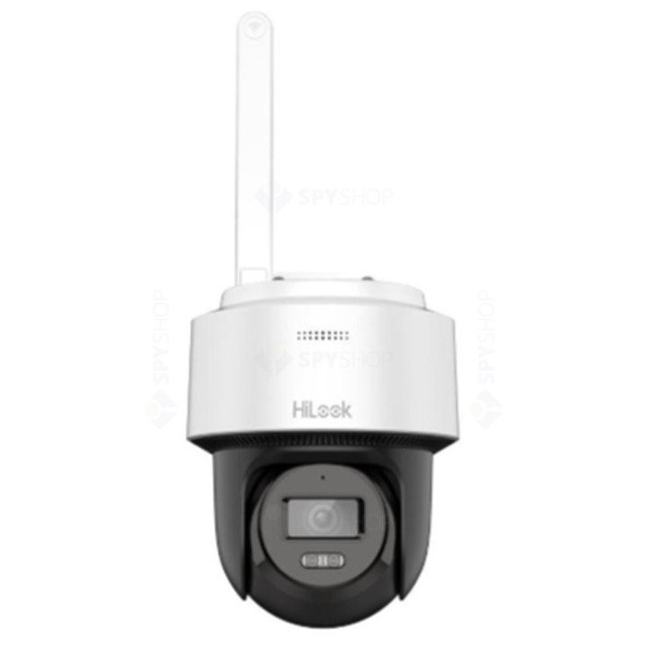 Camera supraveghere rotativa IP WiFi PT cu iluminare duala Hikvision HiLook PTZ-N2C400M-D/W, 2.8 mm, 4 MP, IR lumina alba 25 m, autotracking, microfon