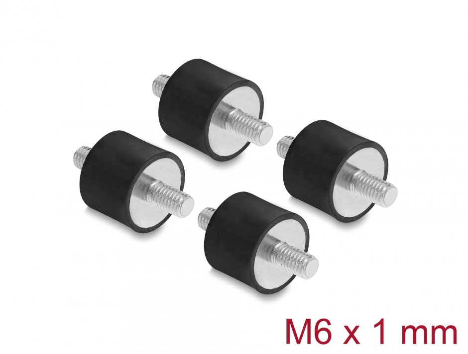 Set 4 Amortizoare Vibrații M6 cauciuc, Delock 60814