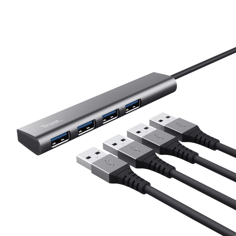 Hub USB Trust Halyx 4 Porturi USB-A 3.2 Argintiu - imagine 2