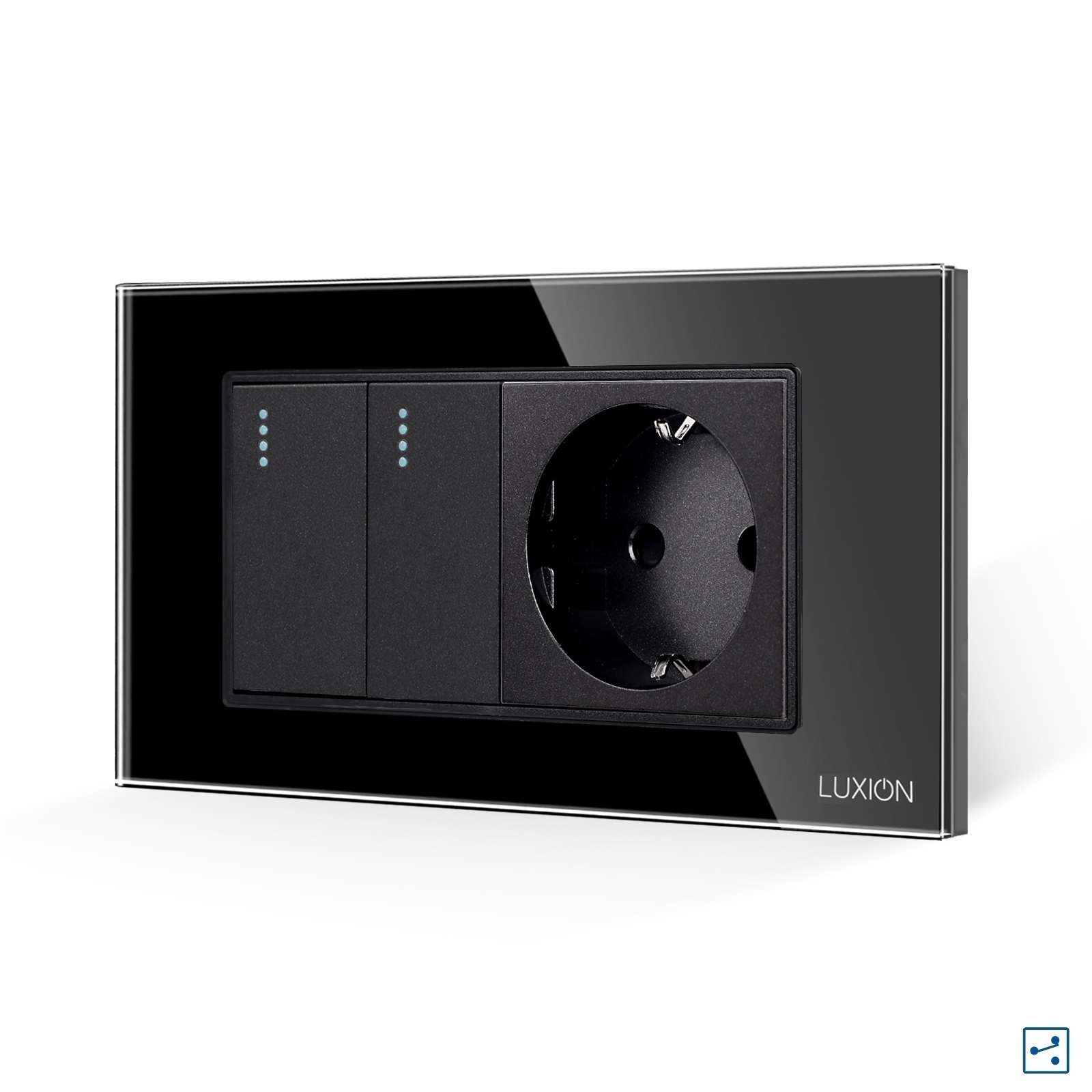Intrerupator Dublu + Priza Luxion, Sticla, 4M - imagine 5