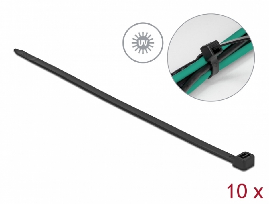 Set 10 Bride Delock UV, 610mm, Negre