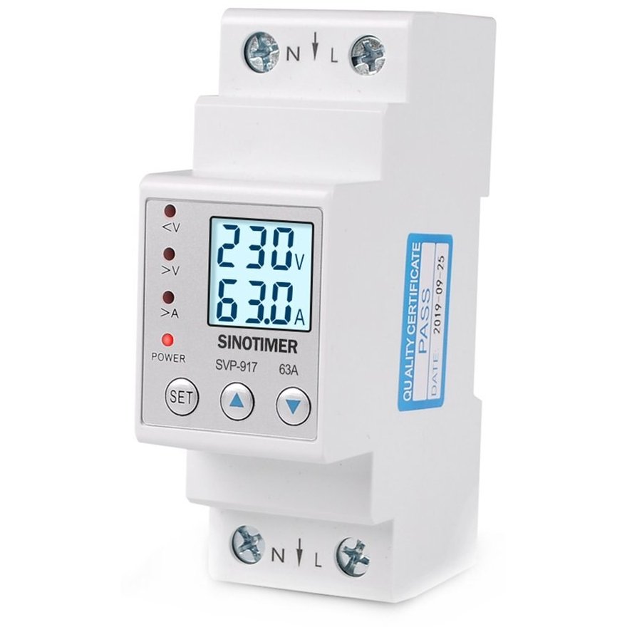Releu protecție tensiune Sinotimer SVP-917 63A, ecran LED