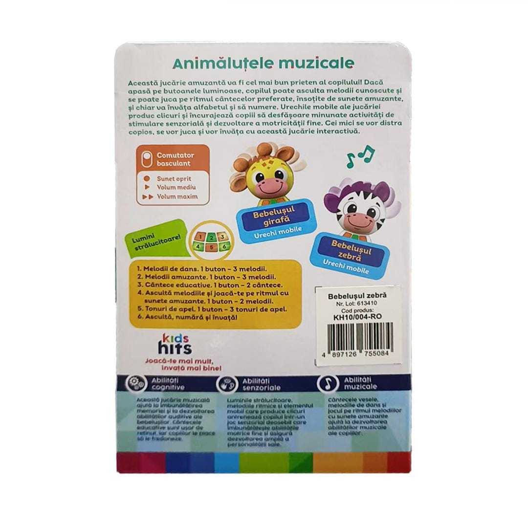 Jucarie Bebelusul Zebra Kids Hits - Interactiva cu Melodii - imagine 7