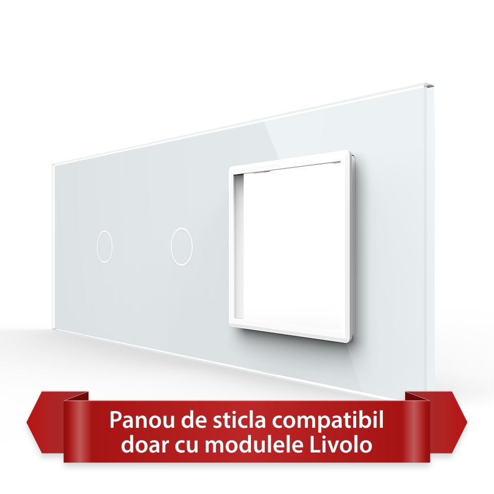 Panou Livolo Sticlă 2xÎntrerupătoare + Priză