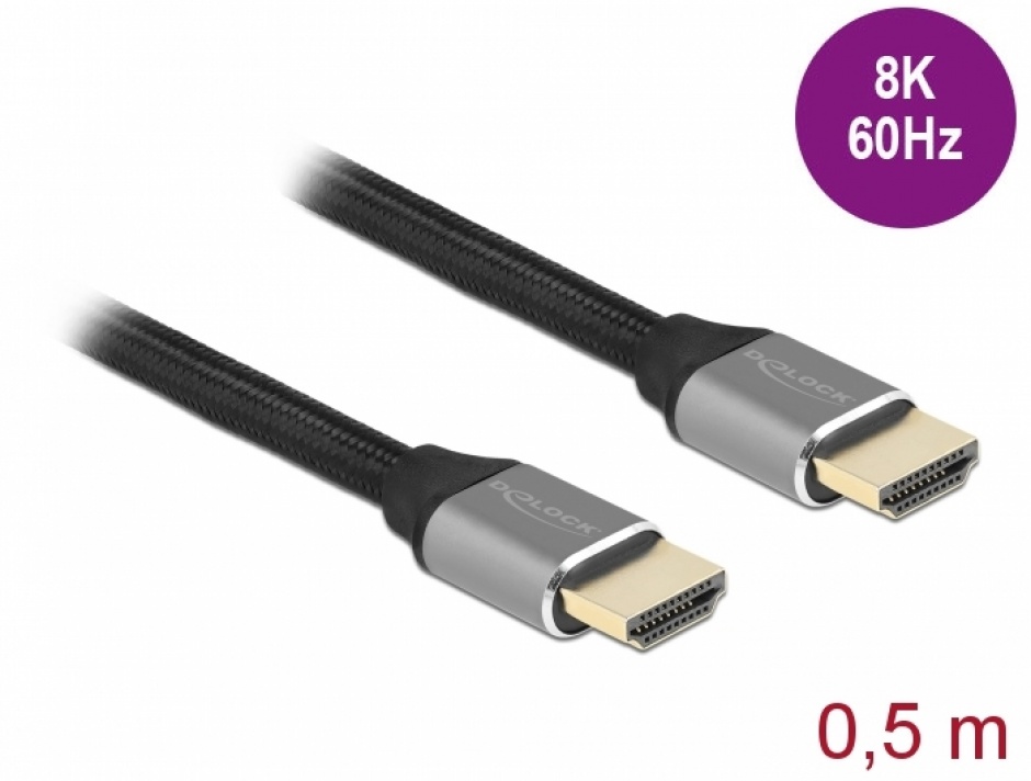 Cablu HDMI 8K 48Gbps Delock 0.5m, Gri