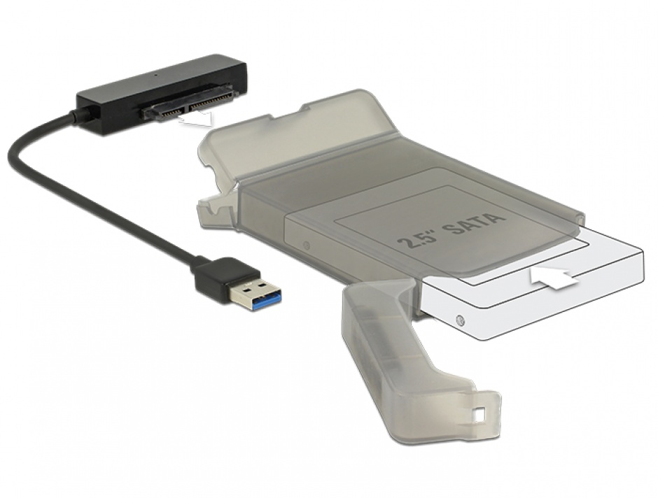 Adaptor USB 3.0 la SATA Delock cu carcasă protecție