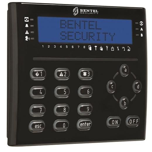 Tastatura LCD Bentel T-BLACK, Display Iluminat