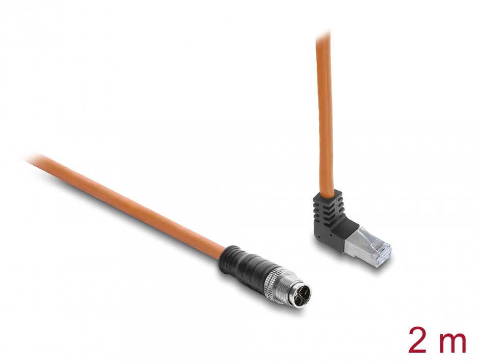 Cablu Delock M12 X-coded la RJ45, 2 m, Cat.6A, IP67
