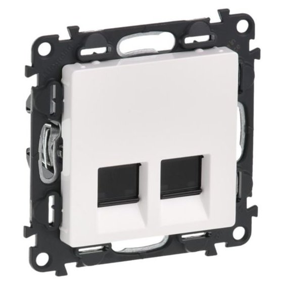 Priză rețea dublă Legrand 753143, RJ45 cat.6 UTP, albă