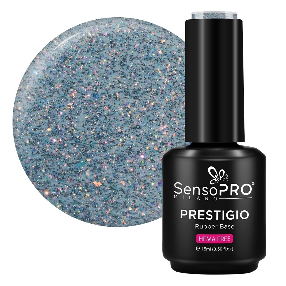 Rubber Base PRESTIGIO Milano Starlight Silver 15ml Hema Free