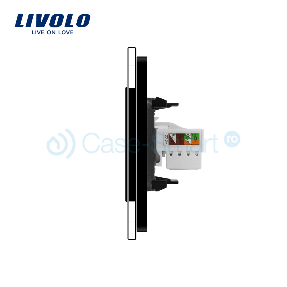 Priza Dublă Internet Livolo, Sticlă, Cat6, 10Gb/s - imagine 8
