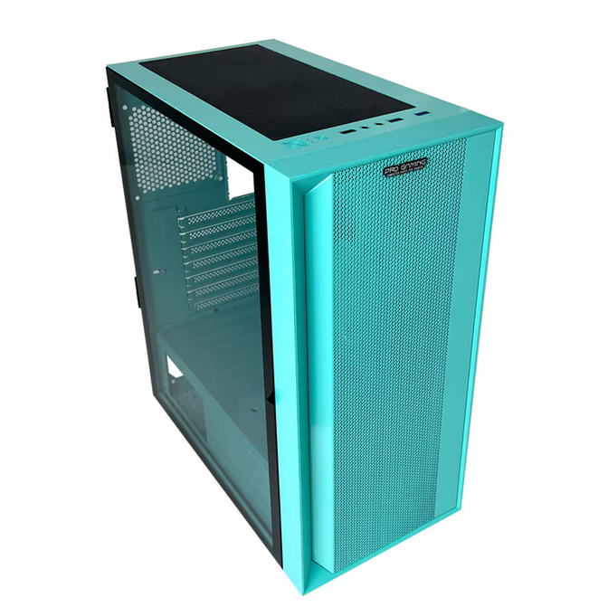 Carcasă Gaming Mid Tower ARGB Cyan cu Sticlă Securizată - imagine 2