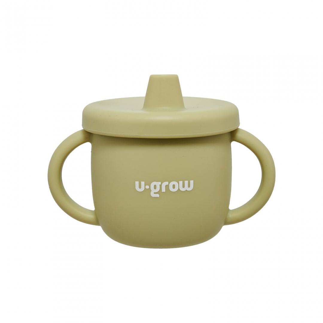 Set Diversificare Bebe Silicon U-GROW Bol Farfurie Cana Olive - imagine 5